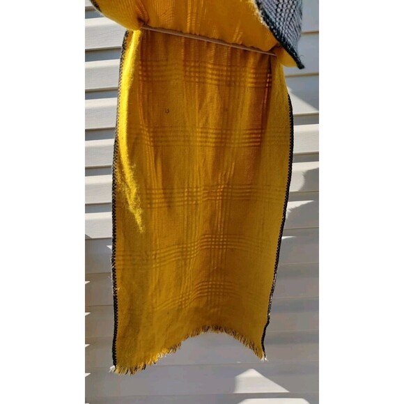 Time & Tru Black White Hounds Tooth Reversible Yellow Woven Blanket Scarf Fall🍂 - Picture 6 of 14